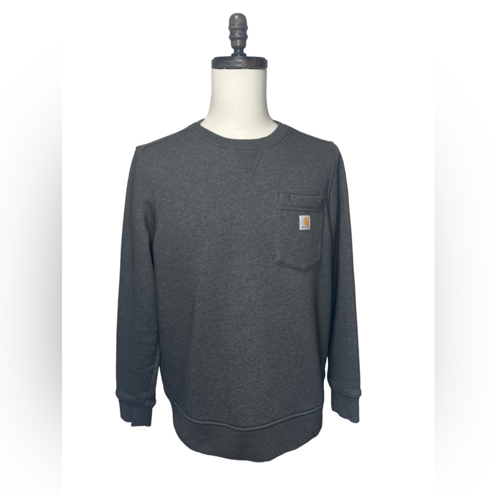Carhartt Sweatshirt Loose Fit Crew Neck Midweight Pocket Mens Size Large Gray
